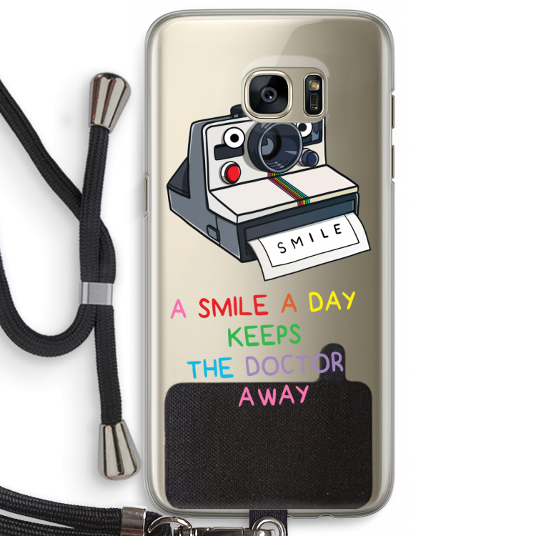 Smile: Samsung Galaxy S7 Edge Transparant Hoesje met koord