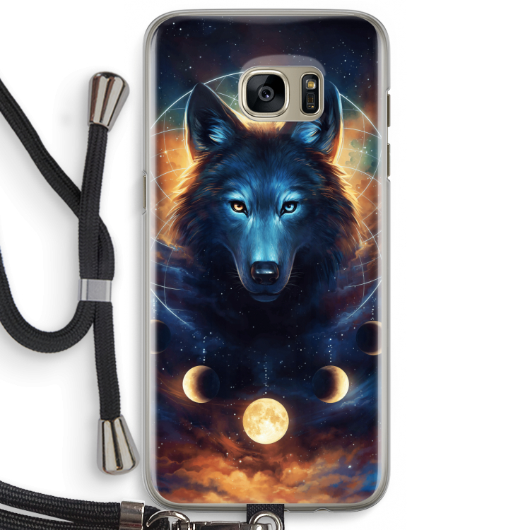 Wolf Dreamcatcher: Samsung Galaxy S7 Edge Transparant Hoesje met koord