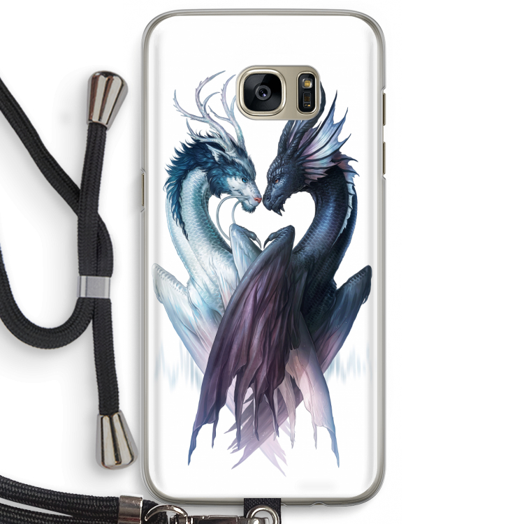 Yin Yang Dragons: Samsung Galaxy S7 Edge Transparant Hoesje met koord