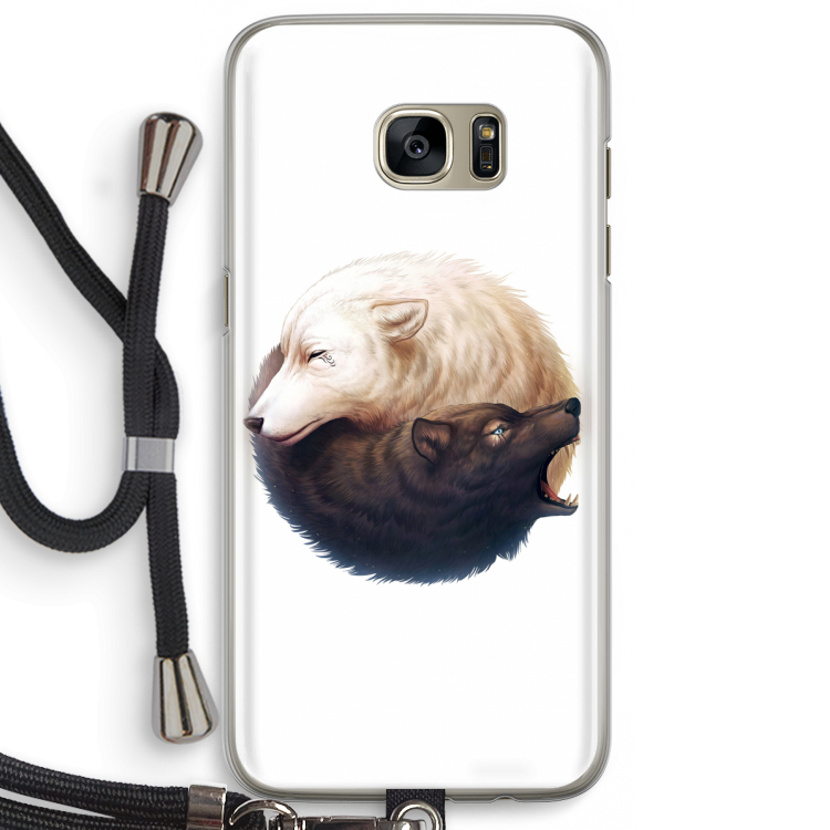 Yin Yang Wolves: Samsung Galaxy S7 Edge Transparant Hoesje met koord