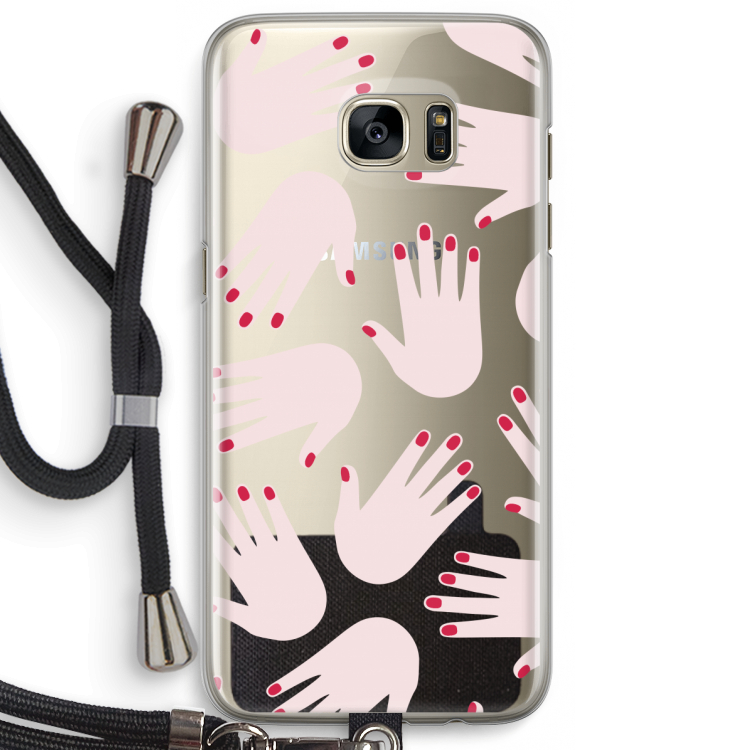 Hands pink: Samsung Galaxy S7 Edge Transparant Hoesje met koord