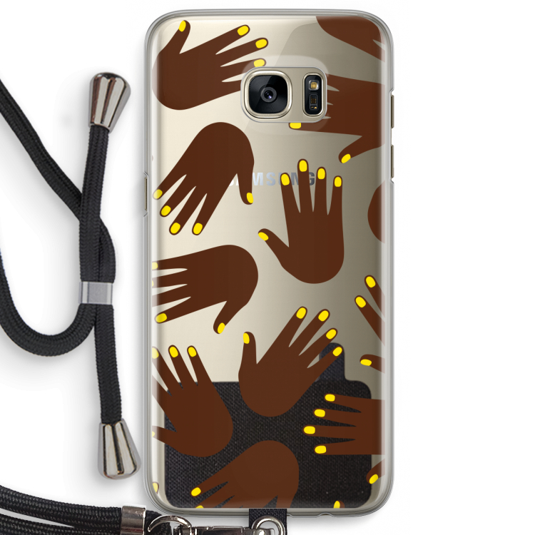 Hands dark: Samsung Galaxy S7 Edge Transparant Hoesje met koord