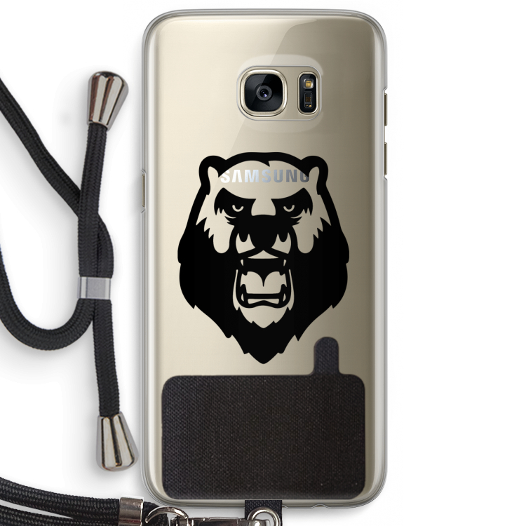 Angry Bear (black): Samsung Galaxy S7 Edge Transparant Hoesje met koord