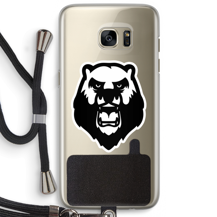 Angry Bear (white): Samsung Galaxy S7 Edge Transparant Hoesje met koord