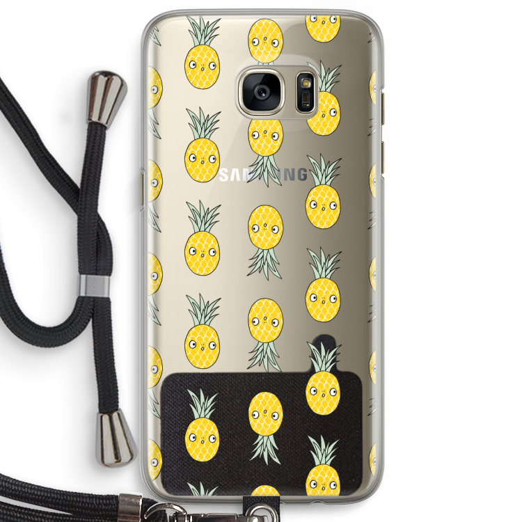 Ananas: Samsung Galaxy S7 Edge Transparant Hoesje met koord