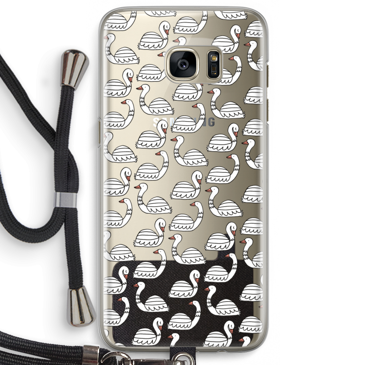 Zwanen: Samsung Galaxy S7 Edge Transparant Hoesje met koord