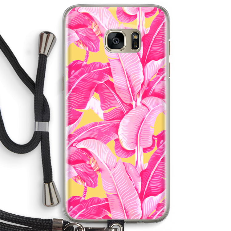 Pink Banana: Samsung Galaxy S7 Edge Transparant Hoesje met koord