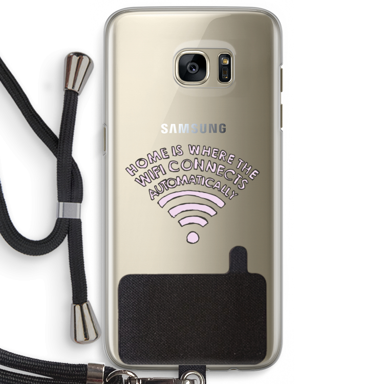 Home Is Where The Wifi Is: Samsung Galaxy S7 Edge Transparant Hoesje met koord