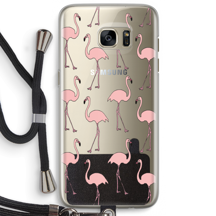 Anything Flamingoes: Samsung Galaxy S7 Edge Transparant Hoesje met koord