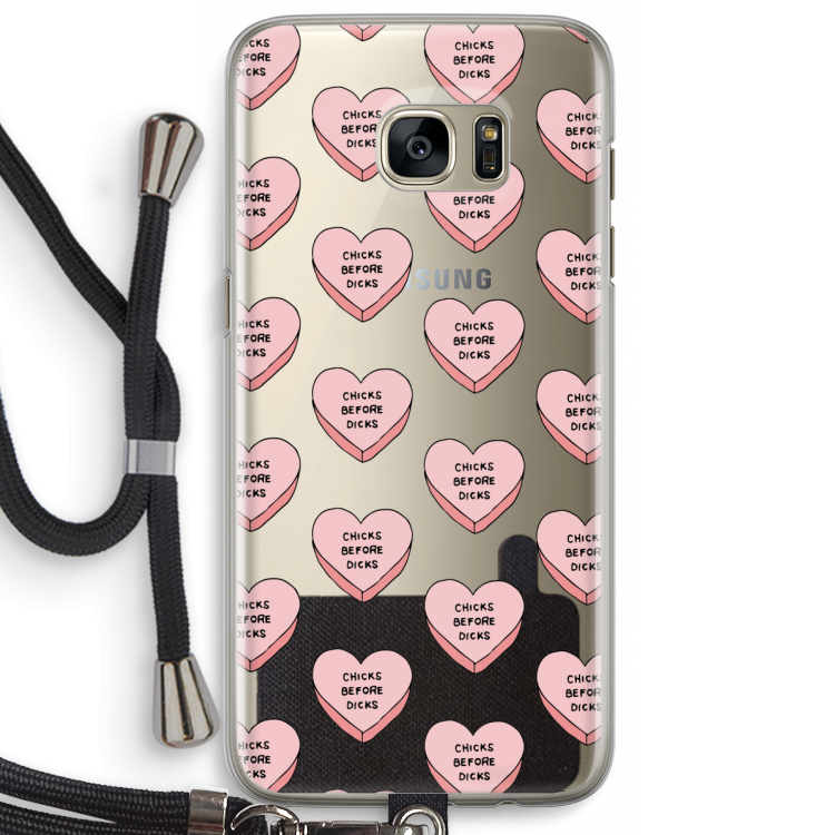 Chicks before dicks: Samsung Galaxy S7 Edge Transparant Hoesje met koord