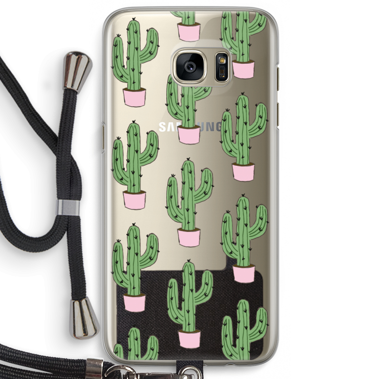 Cactus Lover: Samsung Galaxy S7 Edge Transparant Hoesje met koord