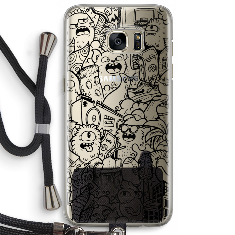 Vexx Black City : Samsung Galaxy S7 Edge Transparant Hoesje met koord