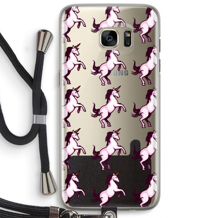 Musketon Unicorn: Samsung Galaxy S7 Edge Transparant Hoesje met koord