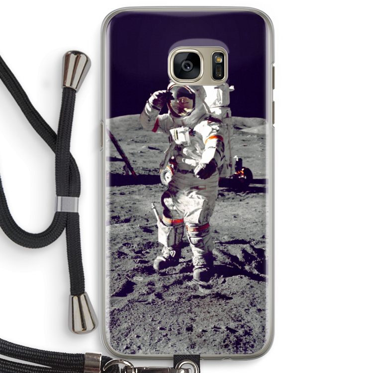 Spaceman: Samsung Galaxy S7 Edge Transparant Hoesje met koord
