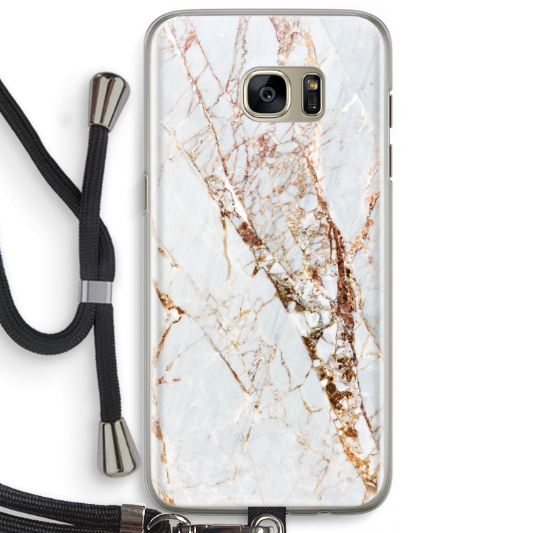 Goud marmer: Samsung Galaxy S7 Edge Transparant Hoesje met koord