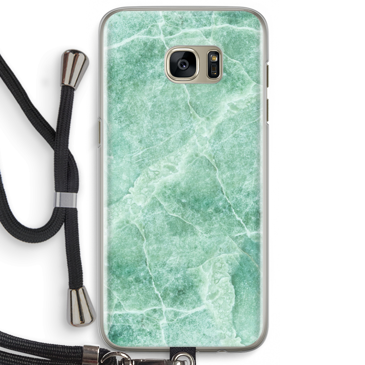 Groen marmer: Samsung Galaxy S7 Edge Transparant Hoesje met koord