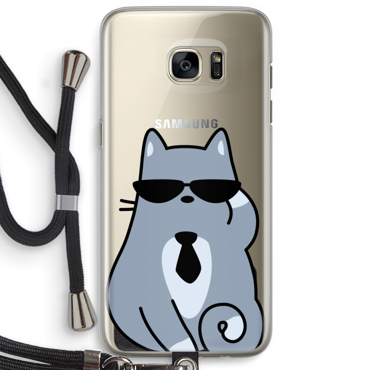 Cool cat: Samsung Galaxy S7 Edge Transparant Hoesje met koord