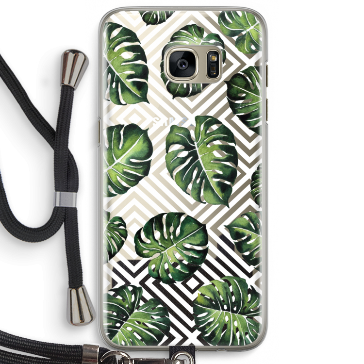 Geometrische jungle: Samsung Galaxy S7 Edge Transparant Hoesje met koord