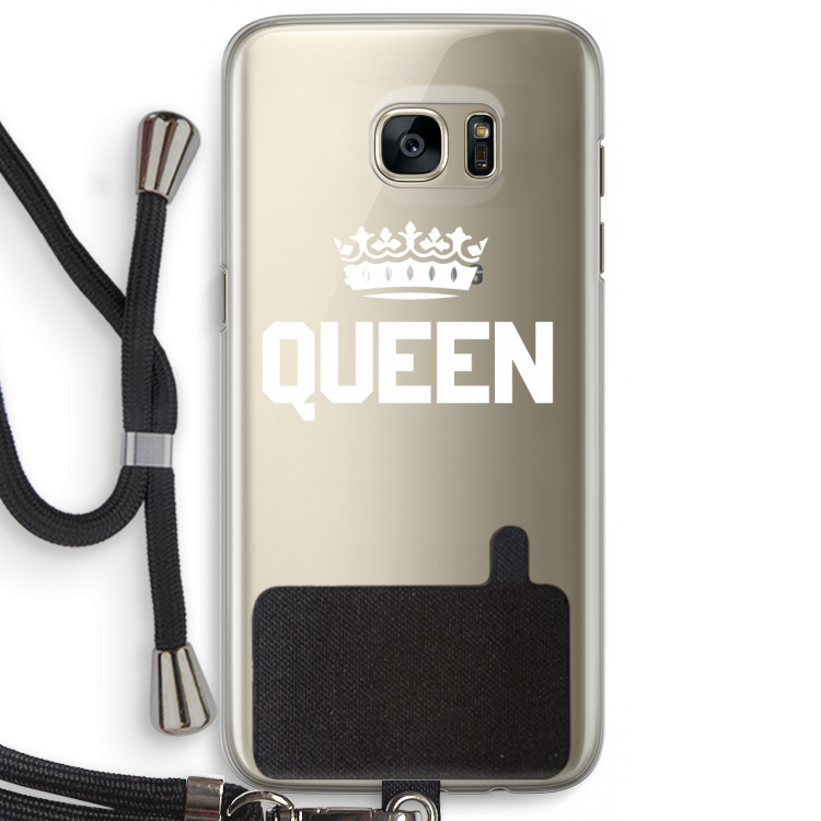 Queen zwart: Samsung Galaxy S7 Edge Transparant Hoesje met koord