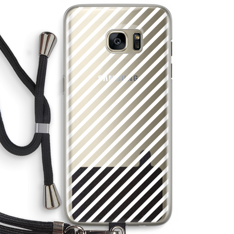 Strepen zwart-wit: Samsung Galaxy S7 Edge Transparant Hoesje met koord