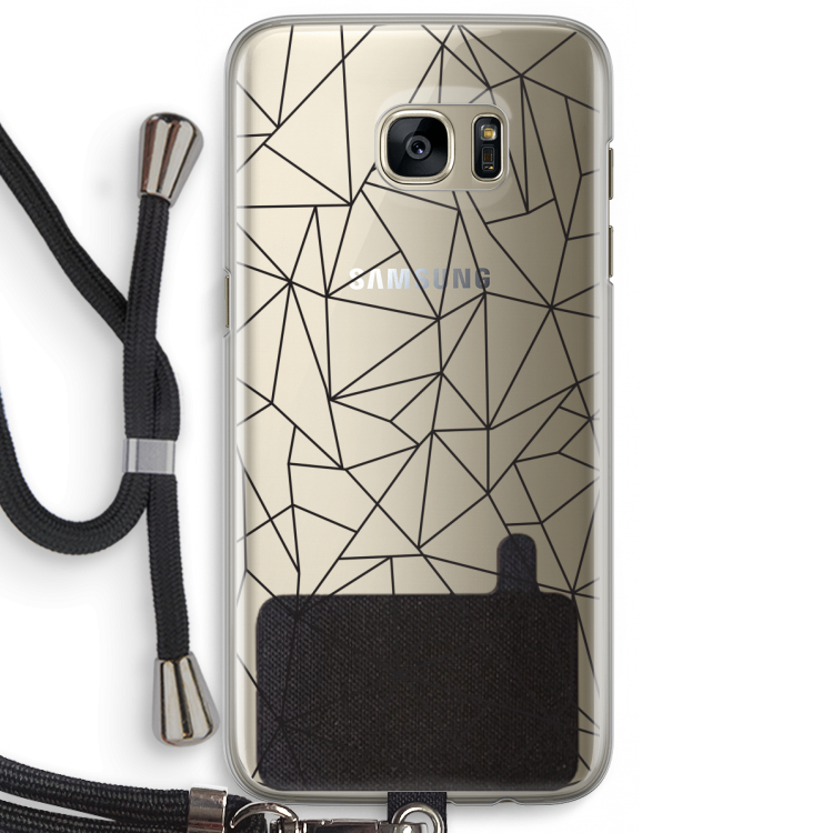 Geometrische lijnen zwart: Samsung Galaxy S7 Edge Transparant Hoesje met koord