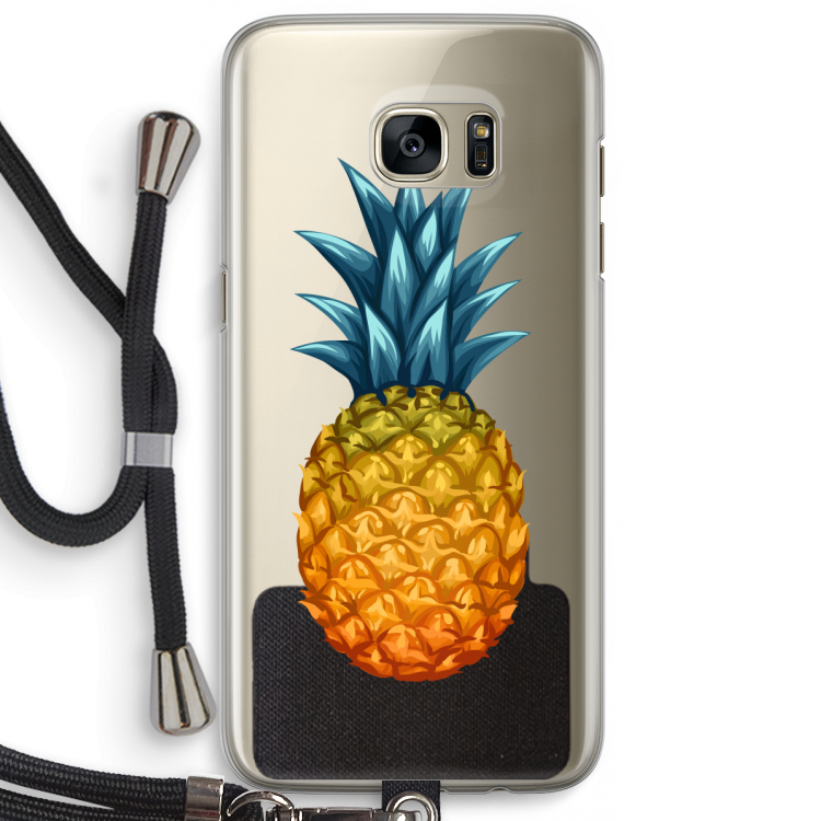 Grote ananas: Samsung Galaxy S7 Edge Transparant Hoesje met koord