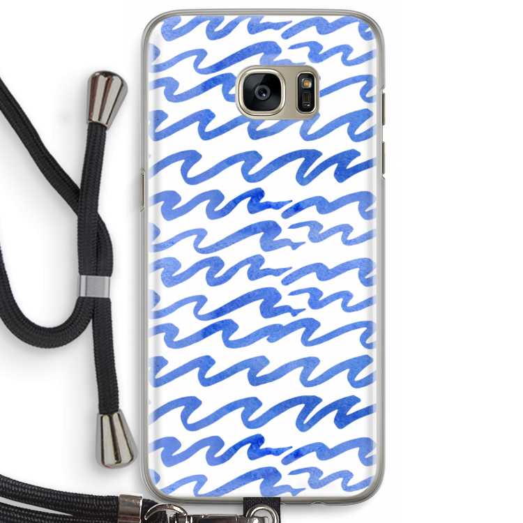 Blauwe golven: Samsung Galaxy S7 Edge Transparant Hoesje met koord
