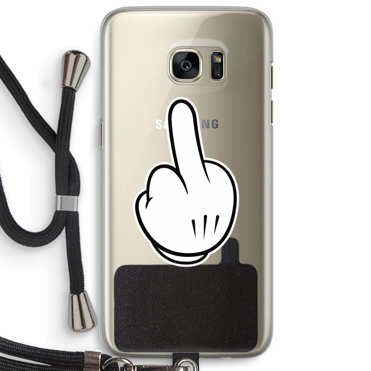 Middle finger white: Samsung Galaxy S7 Edge Transparant Hoesje met koord