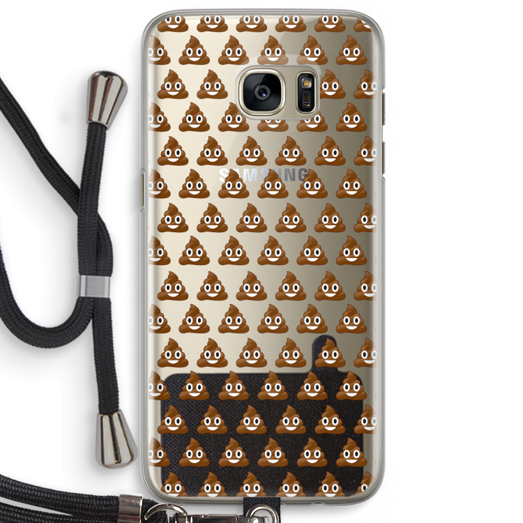 Poop emoji: Samsung Galaxy S7 Edge Transparant Hoesje met koord
