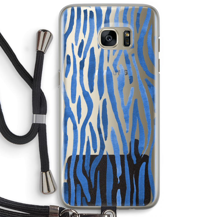 Blauwe nerven: Samsung Galaxy S7 Edge Transparant Hoesje met koord