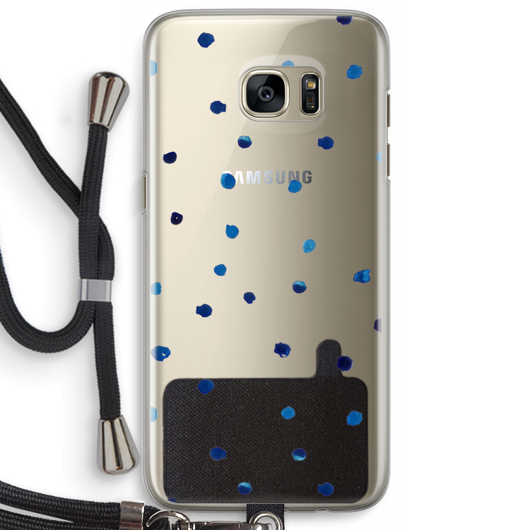 Blauwe stippen: Samsung Galaxy S7 Edge Transparant Hoesje met koord