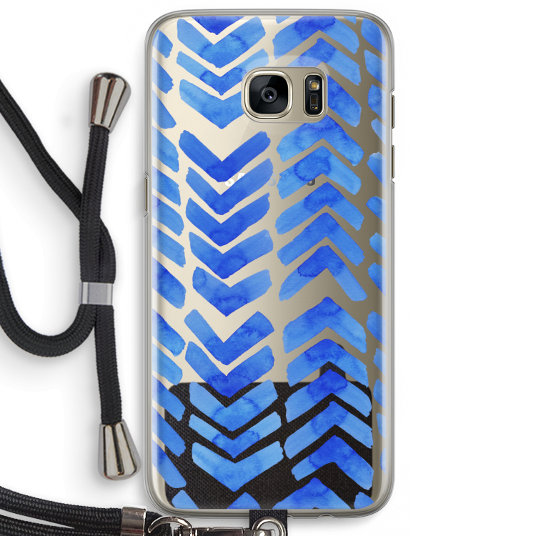 Blauwe pijlen: Samsung Galaxy S7 Edge Transparant Hoesje met koord