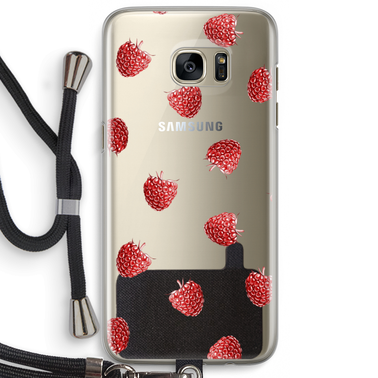 Framboosjes: Samsung Galaxy S7 Edge Transparant Hoesje met koord