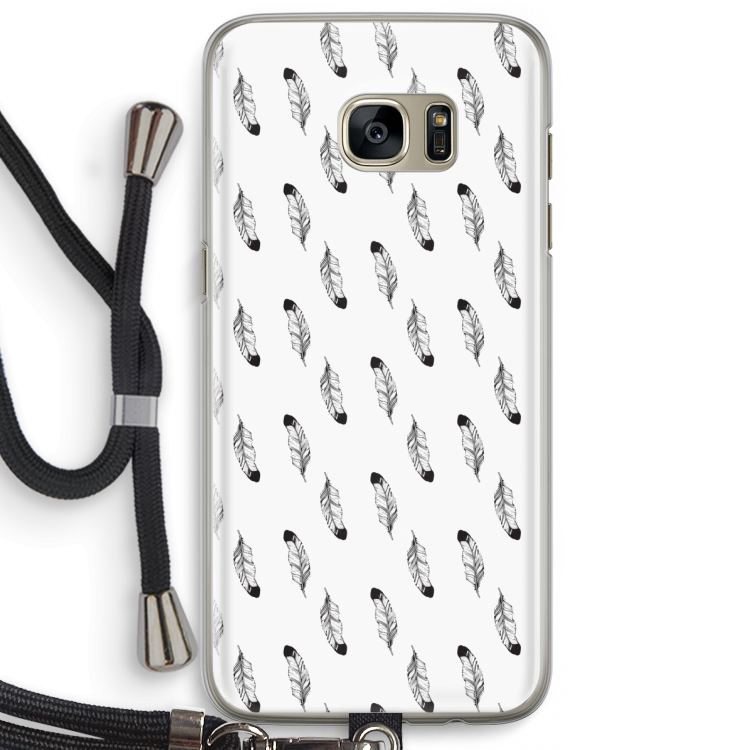 Pluimen: Samsung Galaxy S7 Edge Transparant Hoesje met koord