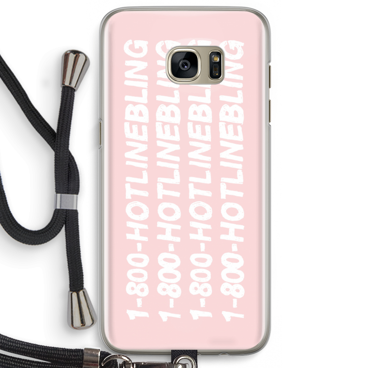 Hotline bling pink: Samsung Galaxy S7 Edge Transparant Hoesje met koord