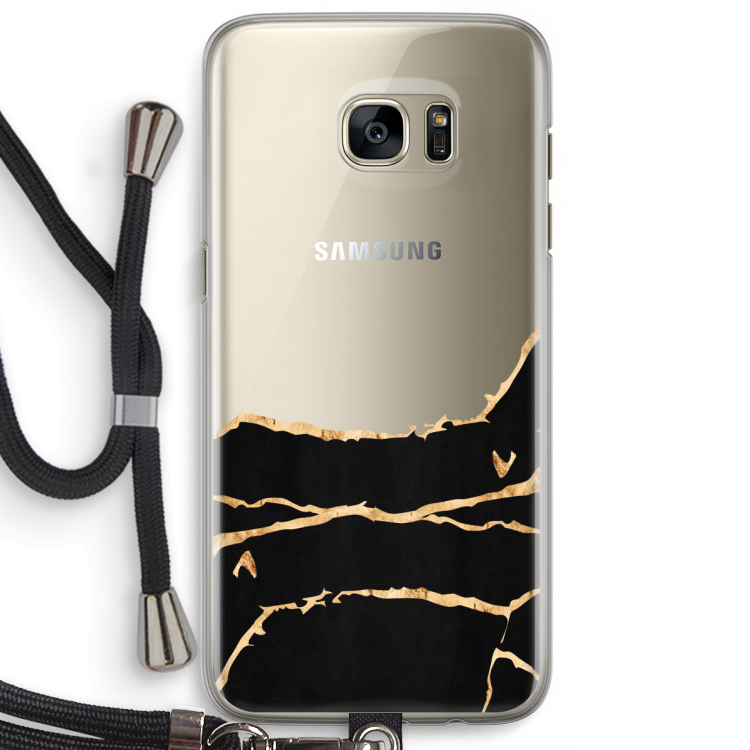Gouden marmer: Samsung Galaxy S7 Edge Transparant Hoesje met koord