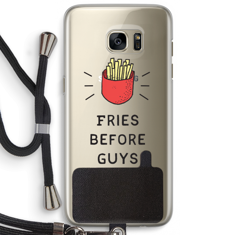 Fries before guys: Samsung Galaxy S7 Edge Transparant Hoesje met koord