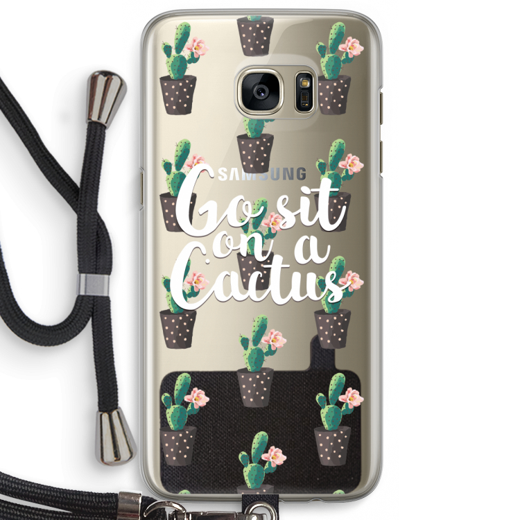 Cactus quote: Samsung Galaxy S7 Edge Transparant Hoesje met koord