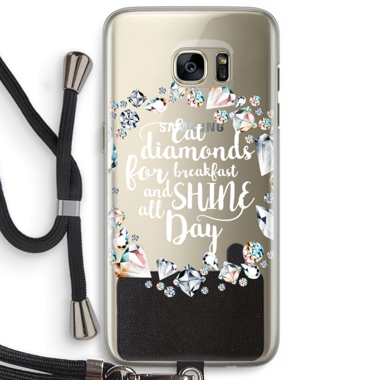 Diamonds: Samsung Galaxy S7 Edge Transparant Hoesje met koord