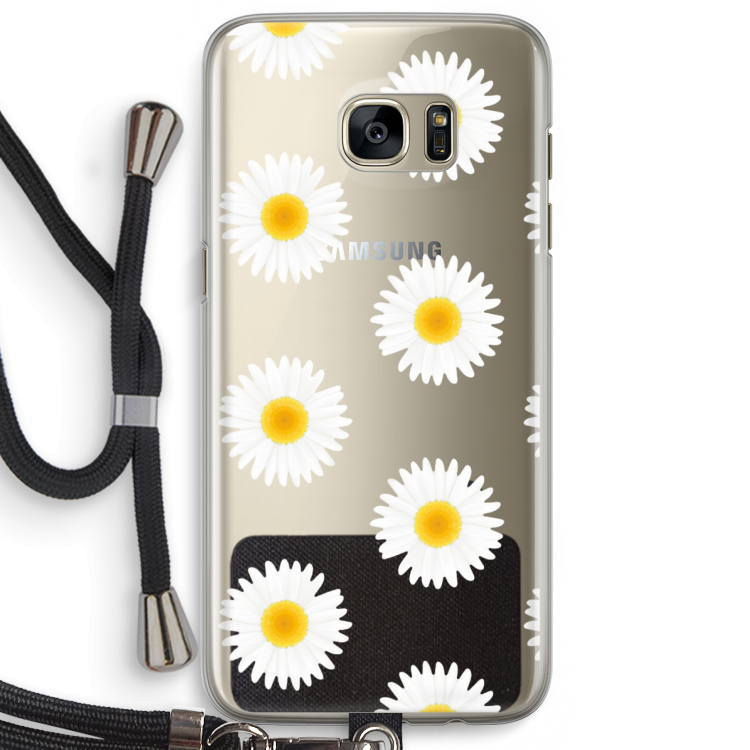 Margrietjes: Samsung Galaxy S7 Edge Transparant Hoesje met koord