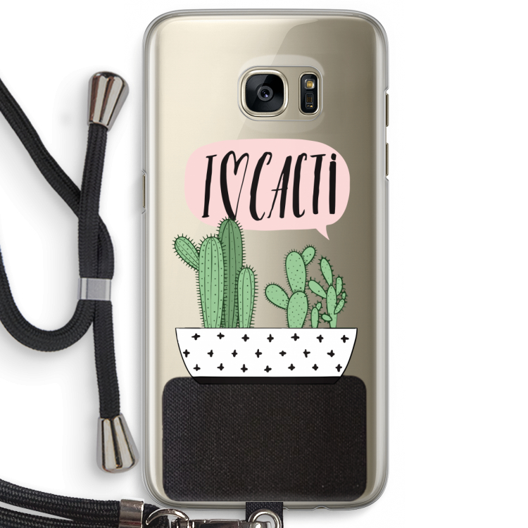 I love cacti: Samsung Galaxy S7 Edge Transparant Hoesje met koord