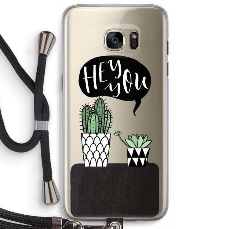 Hey you cactus: Samsung Galaxy S7 Edge Transparant Hoesje met koord