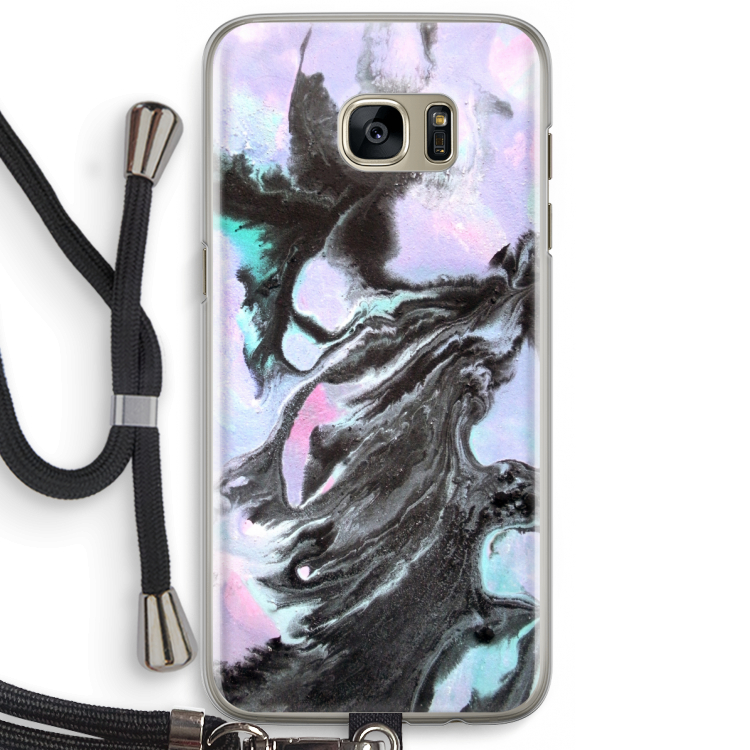 Pastel zwart: Samsung Galaxy S7 Edge Transparant Hoesje met koord