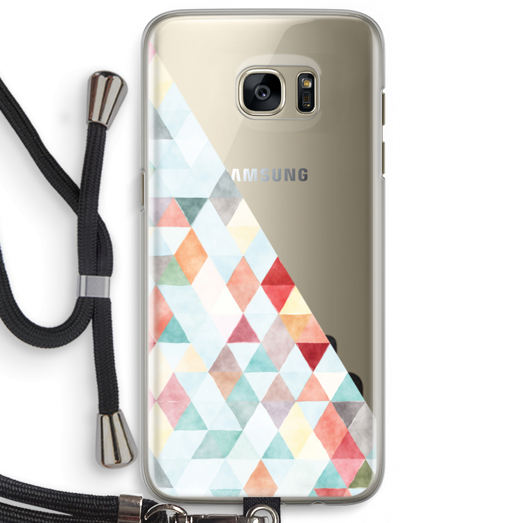 Gekleurde driehoekjes pastel: Samsung Galaxy S7 Edge Transparant Hoesje met koord