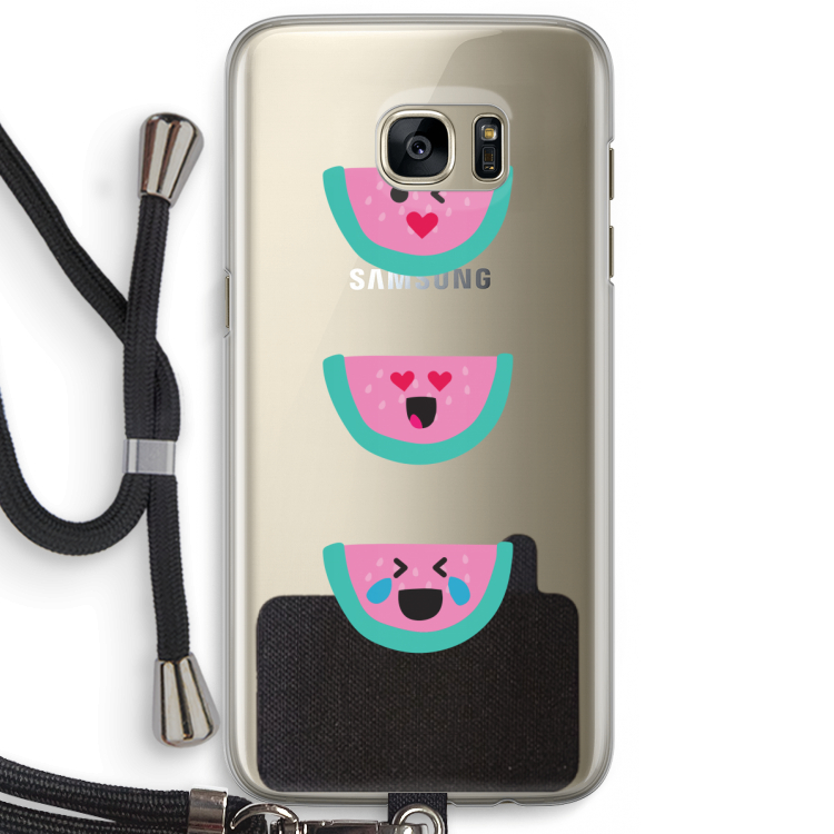 Smiley watermeloen: Samsung Galaxy S7 Edge Transparant Hoesje met koord