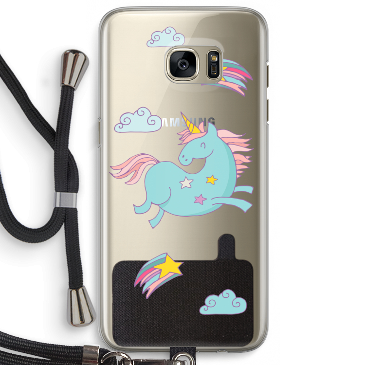 Vliegende eenhoorn: Samsung Galaxy S7 Edge Transparant Hoesje met koord