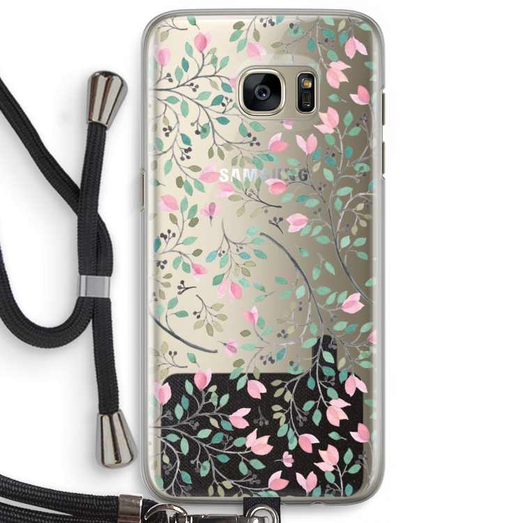 Sierlijke bloemen: Samsung Galaxy S7 Edge Transparant Hoesje met koord