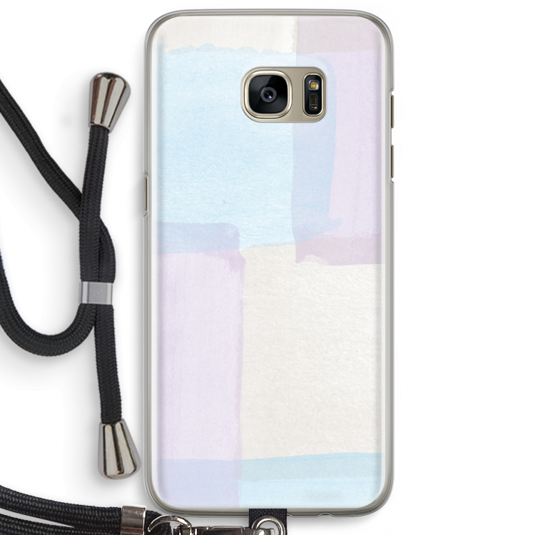Square pastel: Samsung Galaxy S7 Edge Transparant Hoesje met koord