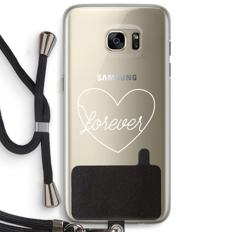 Forever heart pastel: Samsung Galaxy S7 Edge Transparant Hoesje met koord