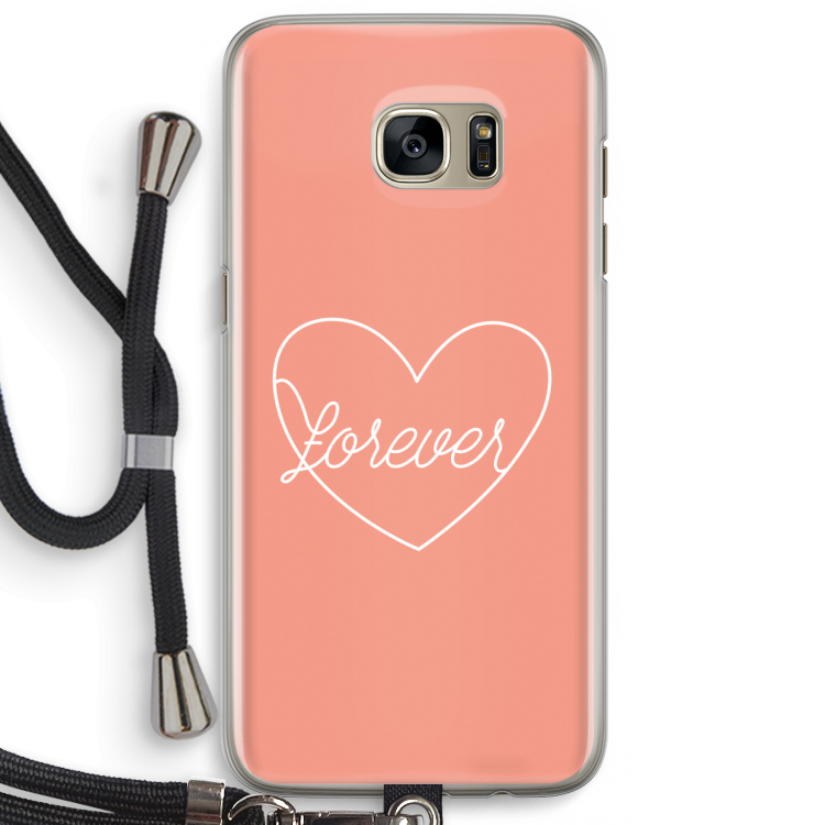 Forever heart: Samsung Galaxy S7 Edge Transparant Hoesje met koord